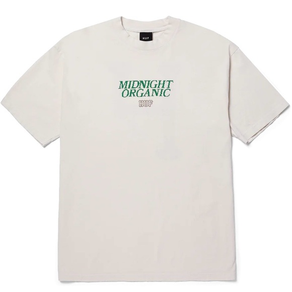 HUF X MIDNIGHT ORGANIC H T-SHIRT LARGE CREAM LARRY JUNE - Picture 2 of 8